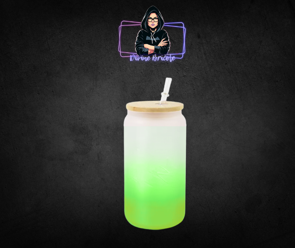 Glass can 16oz pour sublimation / uv /bambou