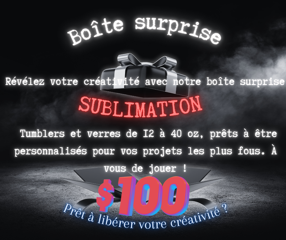Boîte à surprise tumbler et verre de sublimation