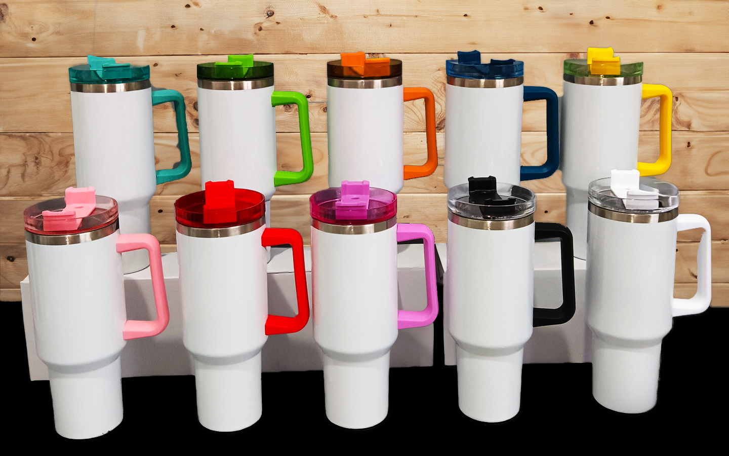 40 oz blanc à poigné coloré