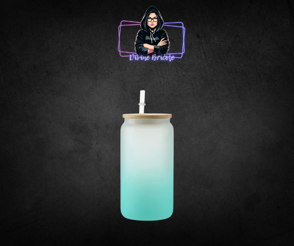 Glass can 16oz pour sublimation / uv /bambou