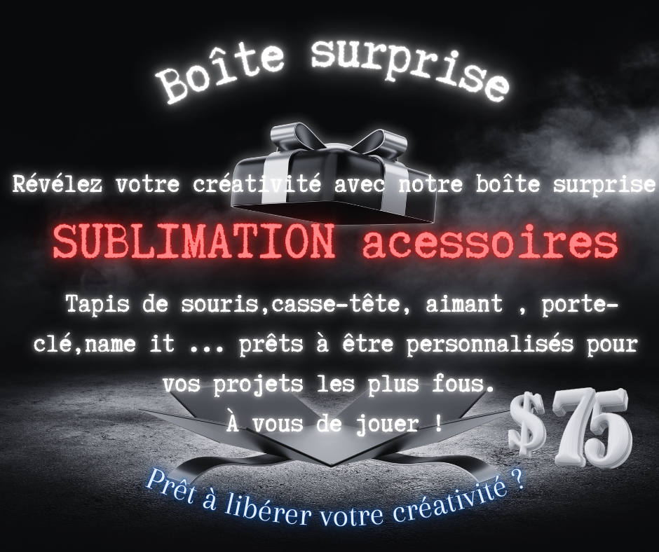 Boîte à surprise acessoires de sublimation
