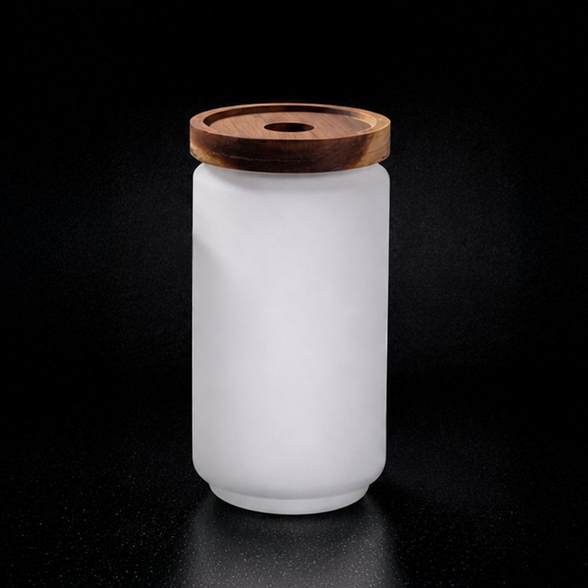 Pot de stockage en verre à sublimation avec couvercle en bois d'acacia