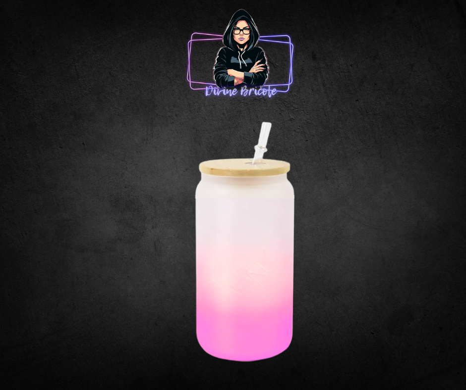 Glass can 16oz pour sublimation / uv /bambou
