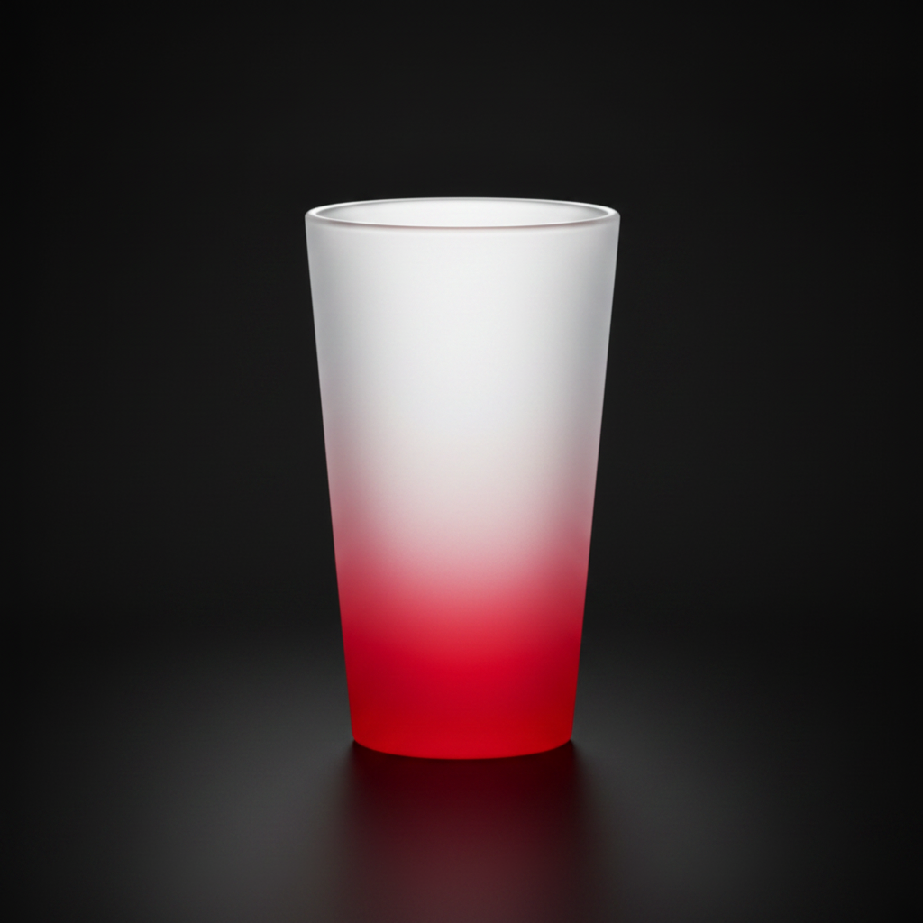 Verre dépoli dégradé givré rouge sublimation 500 ml (17 oz)