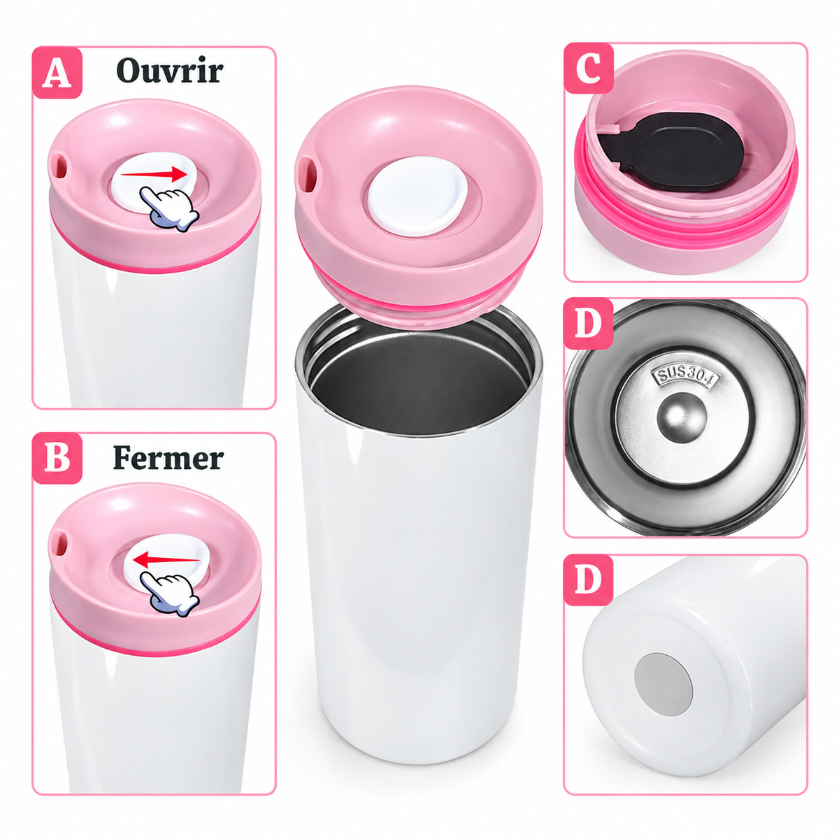 Gobelet à café style FreeSip 20 oz pour sublimation