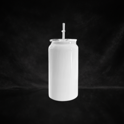 Can 16oz Isotherme Blanc Lustré - Couvercle Coloré - Sublimation & UV
