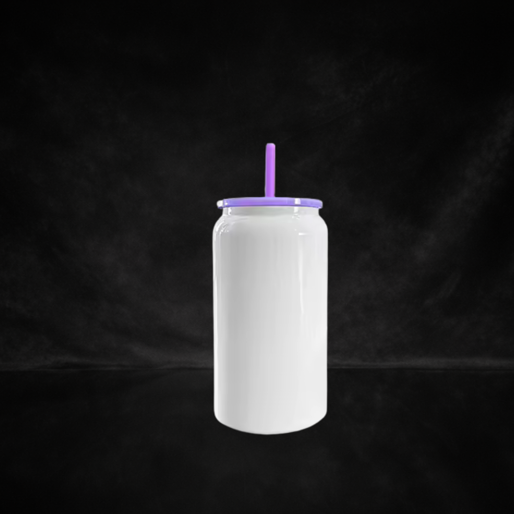 Can 16oz Isotherme Blanc Lustré - Couvercle Coloré - Sublimation & UV