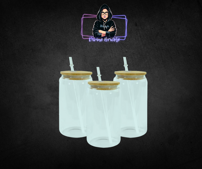 Glass can 16oz pour sublimation / uv  /bambou