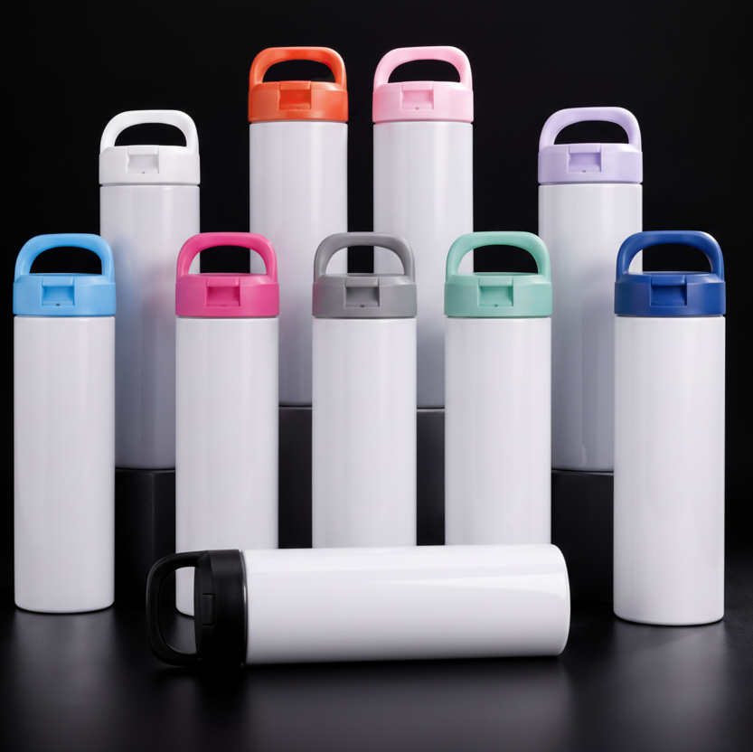 Tumbler 20oz Couvercle Flip à Anse pour Sublimation — Fini Lustré