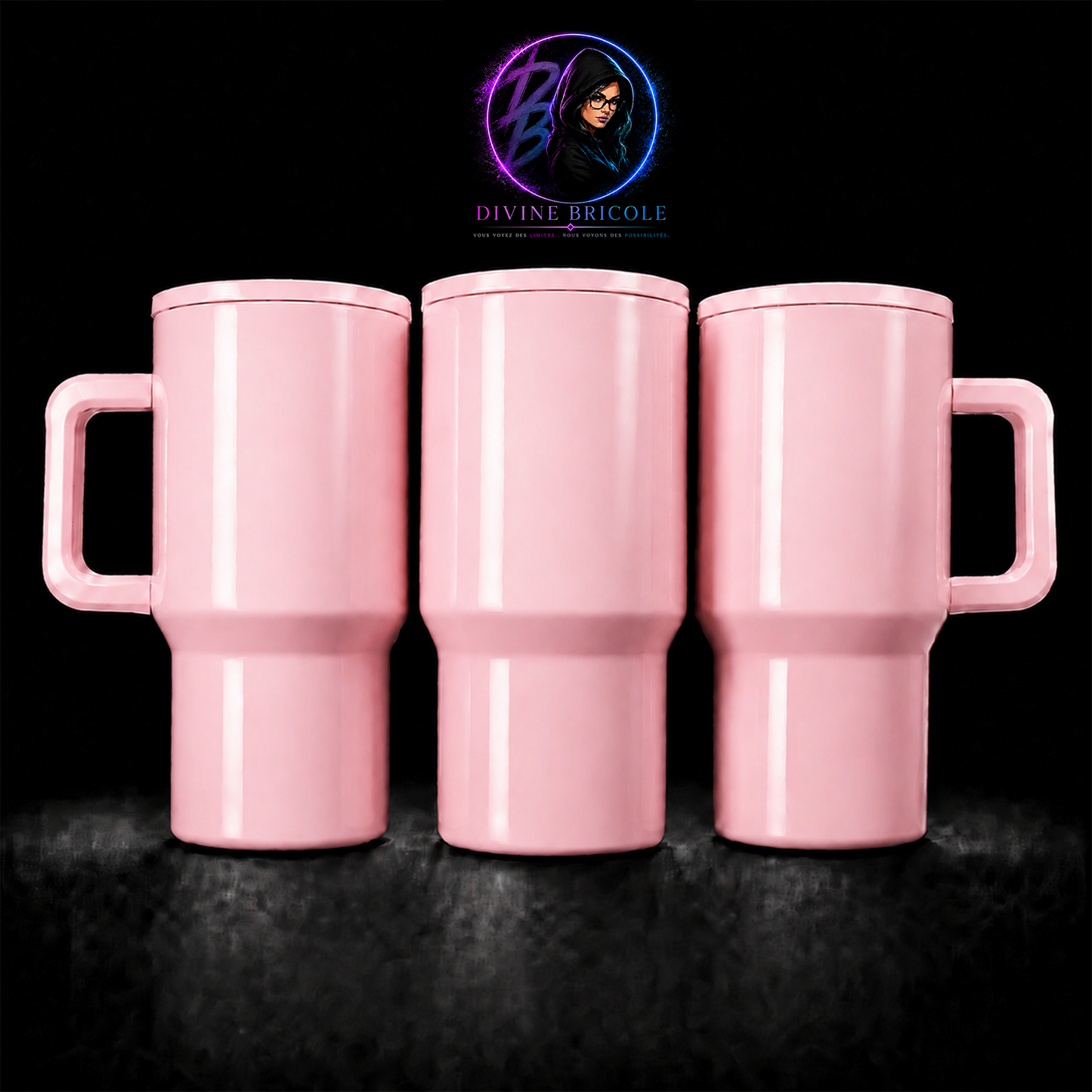 Tumbler 20 oz avec Poignée – Couvercle Flip – Sublimation