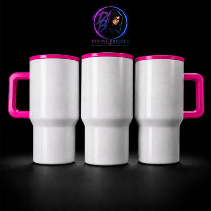 Tumbler 20 oz – Poignée Colorée – Couvercle Flip – Sublimation