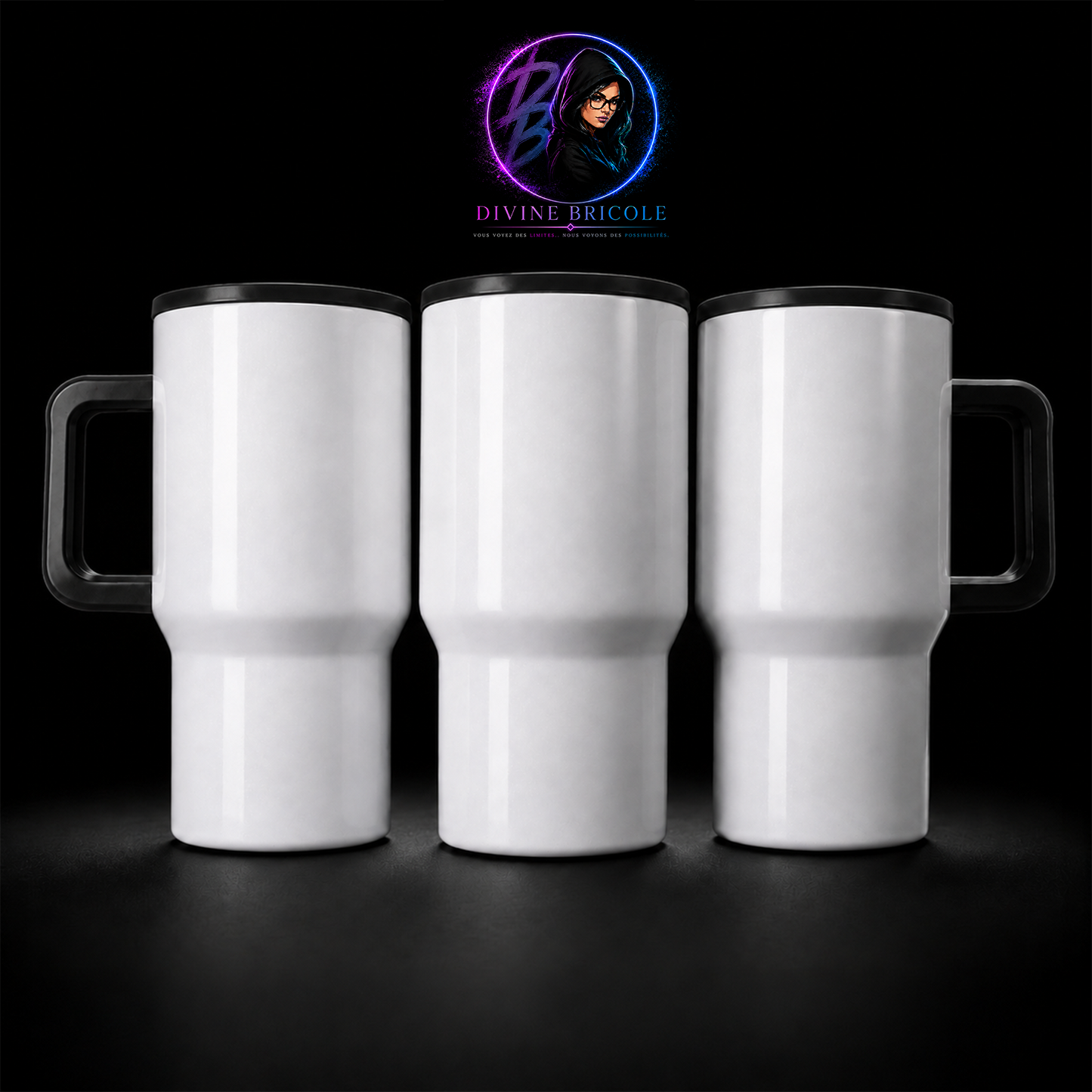 Tumbler 20 oz – Poignée Colorée – Couvercle Flip – Sublimation
