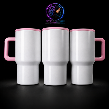 Tumbler 20 oz – Poignée Colorée – Couvercle Flip – Sublimation