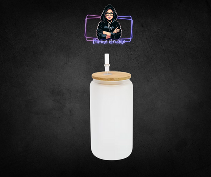 Glass can 16oz pour sublimation / uv  /bambou