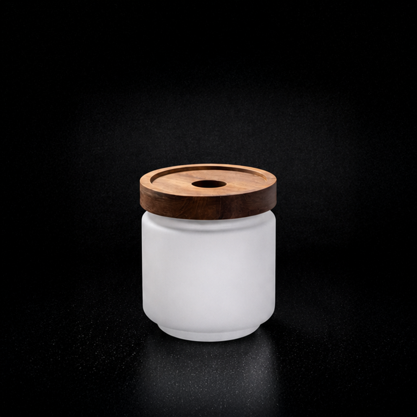 Pot de stockage en verre à sublimation avec couvercle en bois d'acacia