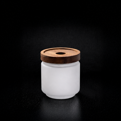 Pot de stockage en verre à sublimation avec couvercle en bois d'acacia