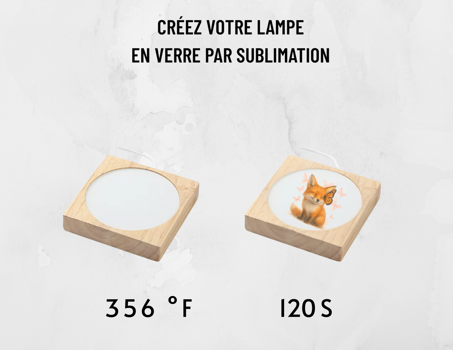 Lampe de table en bois – Insert en verre haute qualité pour sublimation