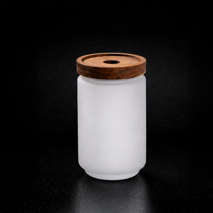 Pot de stockage en verre à sublimation avec couvercle en bois d'acacia