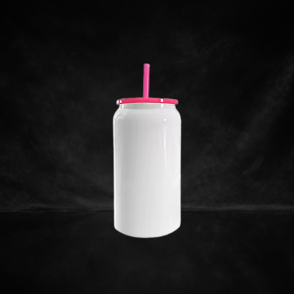 Can 16oz Isotherme Blanc Lustré - Couvercle Coloré - Sublimation & UV