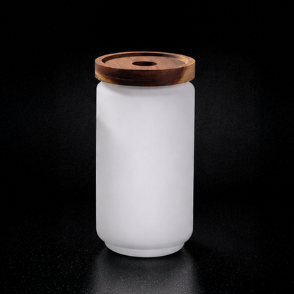 Pot de stockage en verre à sublimation avec couvercle en bois d'acacia