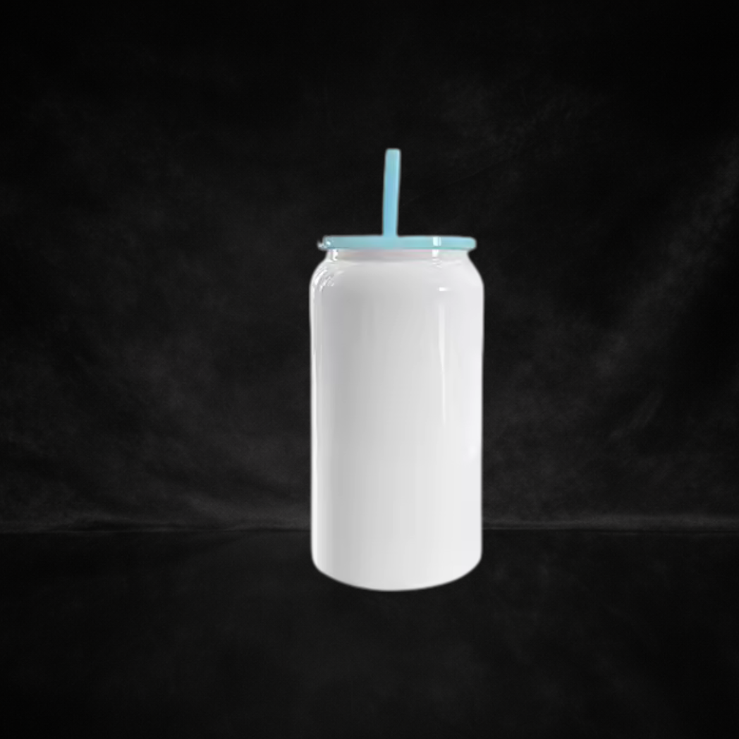 Can 16oz Isotherme Blanc Lustré - Couvercle Coloré - Sublimation & UV
