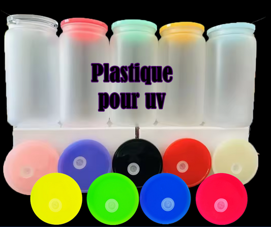 16 oz en acrylique GIVRÉ avec couvercle coloré pour UV