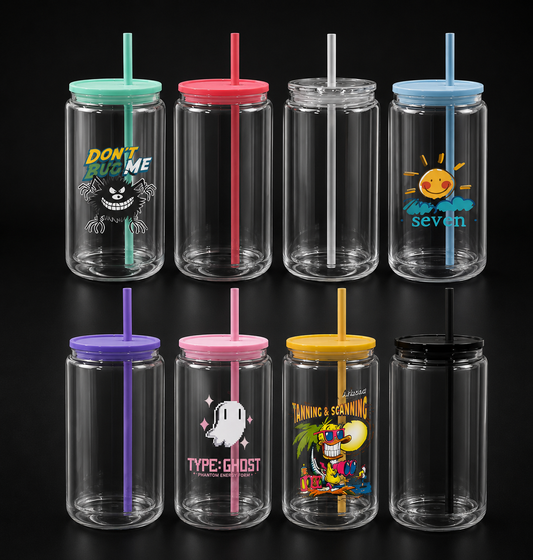 Verre clair double parois 16 oz style can - Snowglobe sublimation