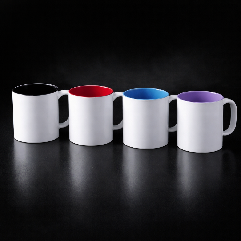 Ensemble 4 Tasses Sublimation 11oz — Couleurs Mixtes + 4 UV-DTF offerts