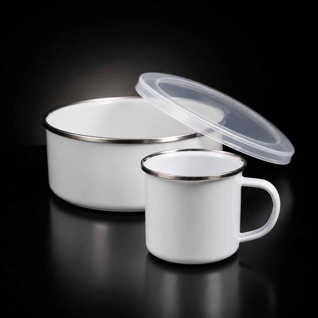 Ensemble du Campeur - Tasse 12oz et Bol 26oz en Émail - Sublimation