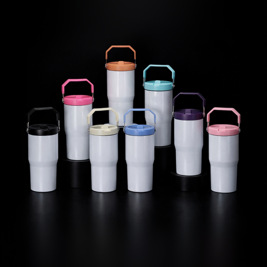 Tumbler 20oz Couvercle Flip pour Sublimation — Blanc Lustré