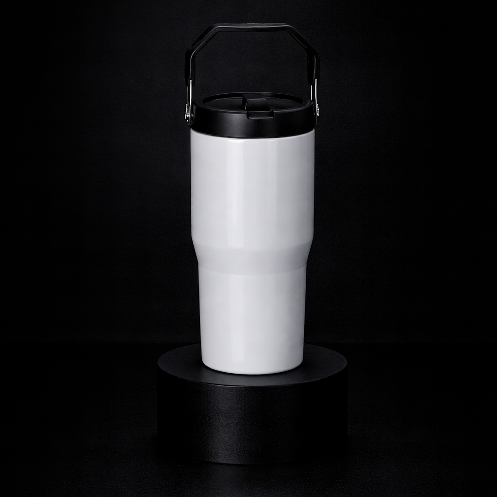 Tumbler 20oz Couvercle Flip pour Sublimation — Blanc Lustré
