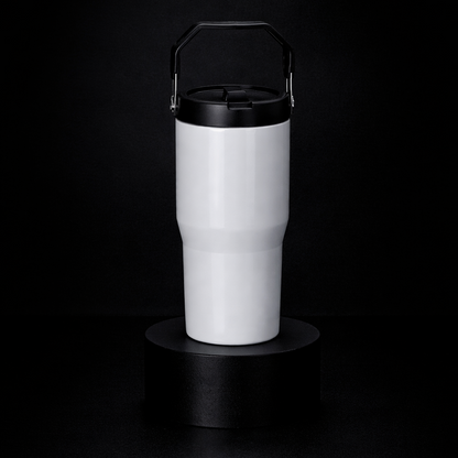 Tumbler 20oz Couvercle Flip pour Sublimation — Blanc Lustré