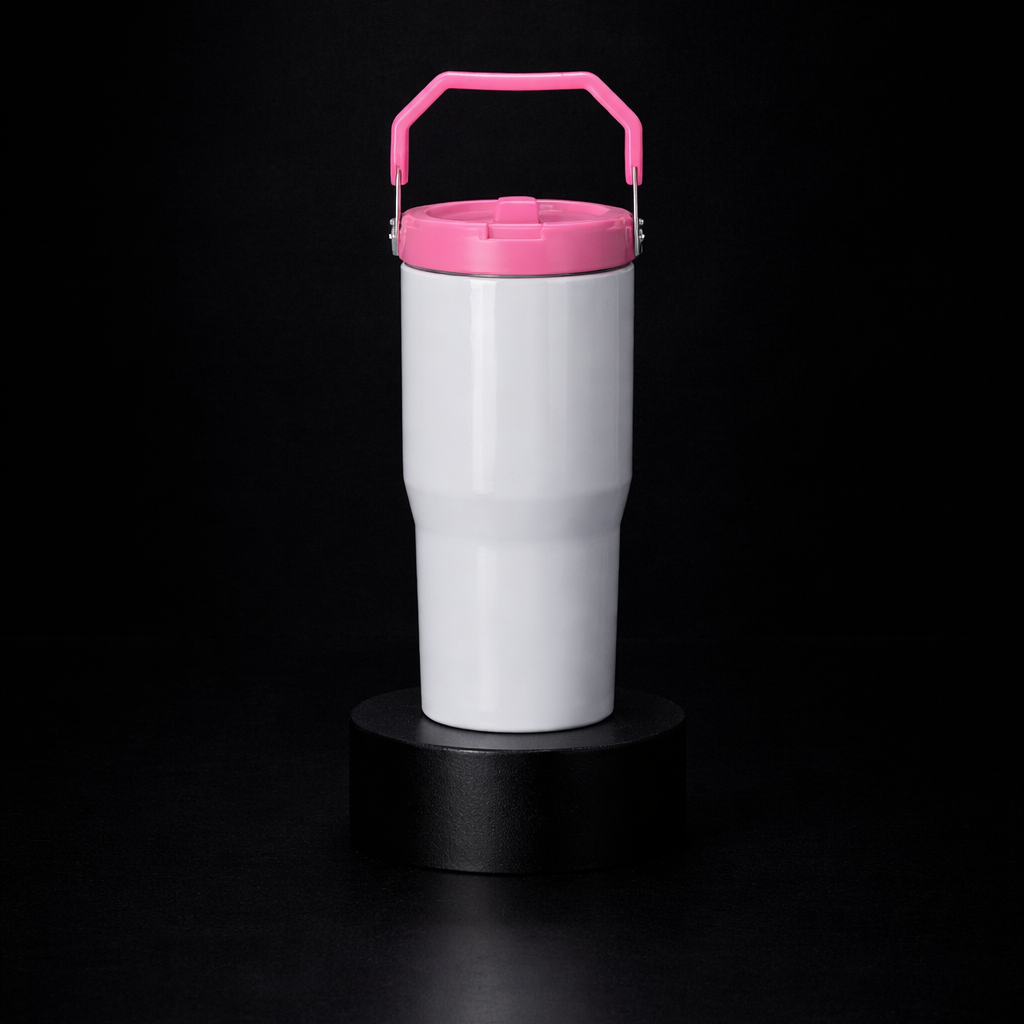 Tumbler 20oz Couvercle Flip pour Sublimation — Blanc Lustré