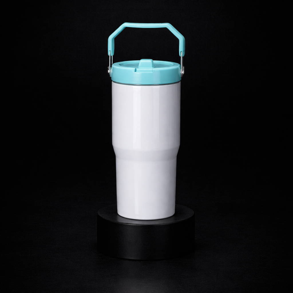 Tumbler 20oz Couvercle Flip pour Sublimation — Blanc Lustré