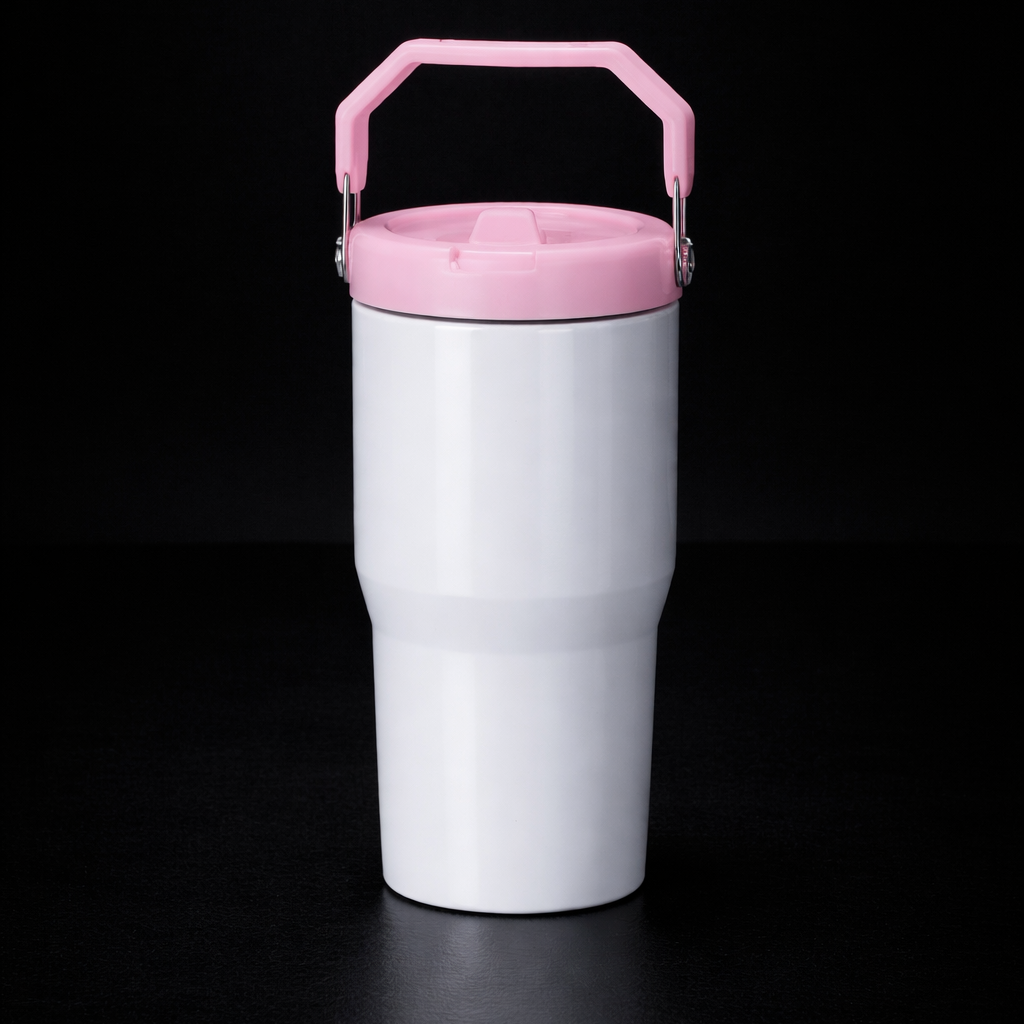 Tumbler 20oz Couvercle Flip pour Sublimation — Blanc Lustré