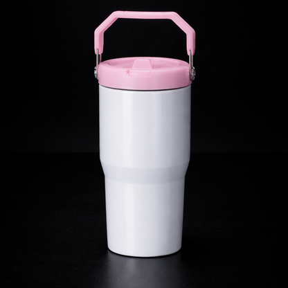 Tumbler 20oz Couvercle Flip pour Sublimation — Blanc Lustré