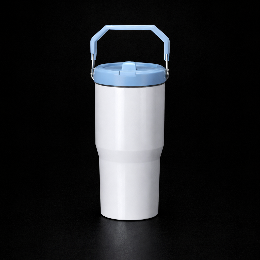 Tumbler 20oz Couvercle Flip pour Sublimation — Blanc Lustré