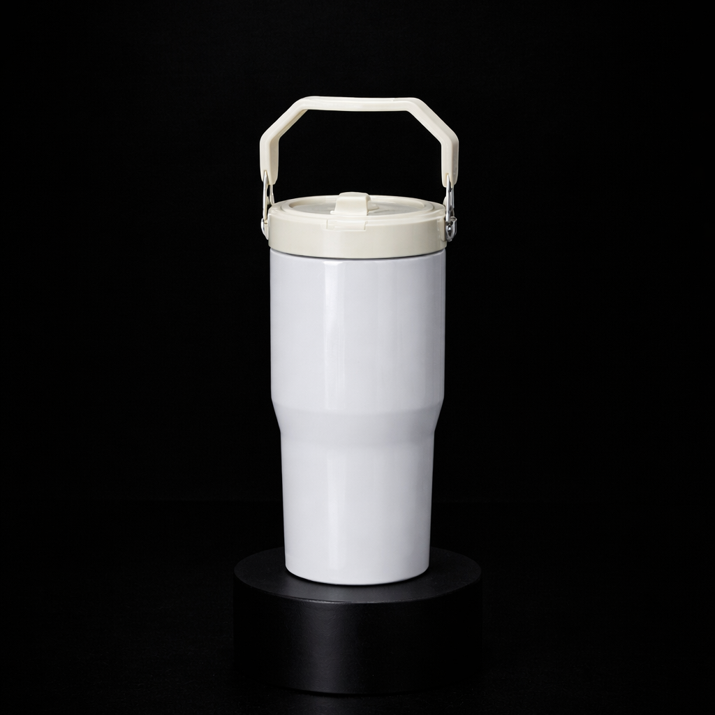 Tumbler 20oz Couvercle Flip pour Sublimation — Blanc Lustré