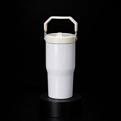 Tumbler 20oz Couvercle Flip pour Sublimation — Blanc Lustré