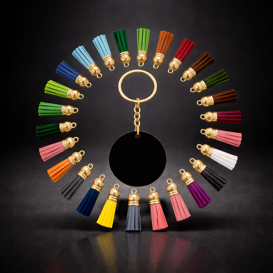 Porte-clé / Ornement Cercle Acrylique Noir — UV-DTF