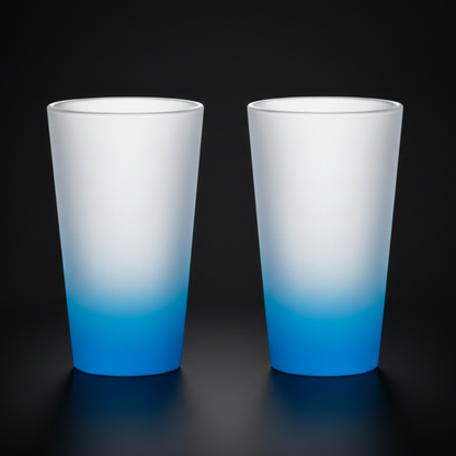 Verre dépoli dégradé givré bleu sublimation 500 ml (17 oz)
