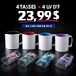Ensemble 4 Tasses Sublimation 11oz — Couleurs Mixtes + 4 UV-DTF offerts
