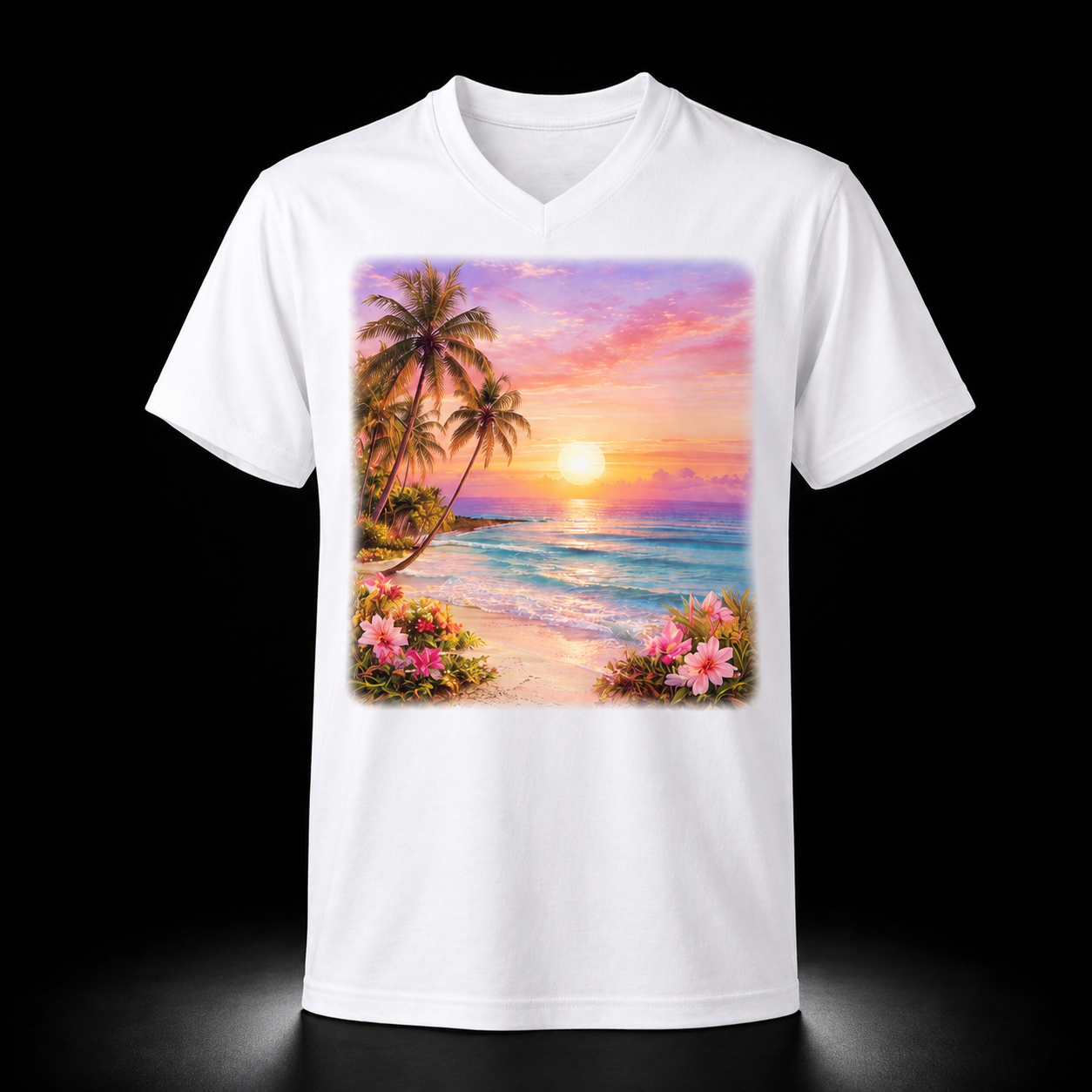 T-Shirt Col en V Unisexe 100% Polyester - Sublimation