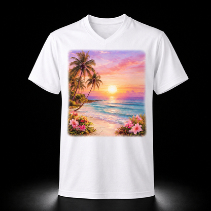 T-Shirt Col en V Unisexe 100% Polyester - Sublimation