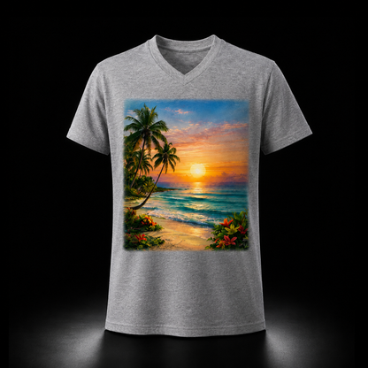 T-Shirt Col en V Unisexe 100% Polyester - Sublimation