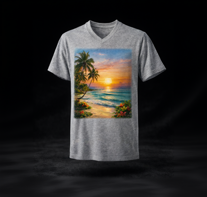 T-Shirt Col en V Unisexe 100% Polyester - Sublimation
