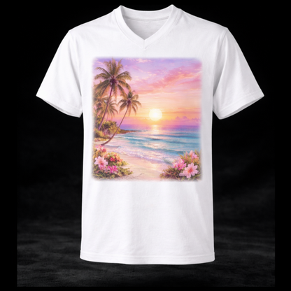 T-Shirt Col en V Unisexe 100% Polyester - Sublimation