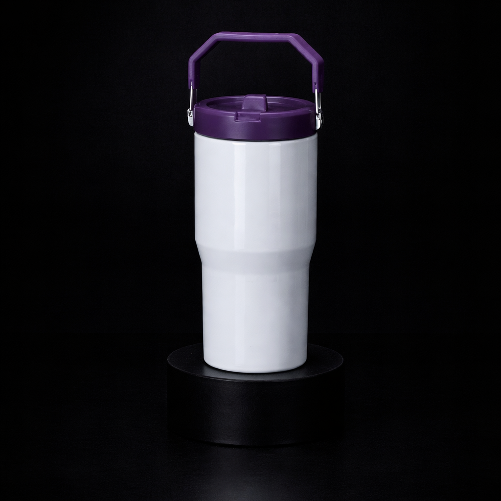 Tumbler 20oz Couvercle Flip pour Sublimation — Blanc Lustré
