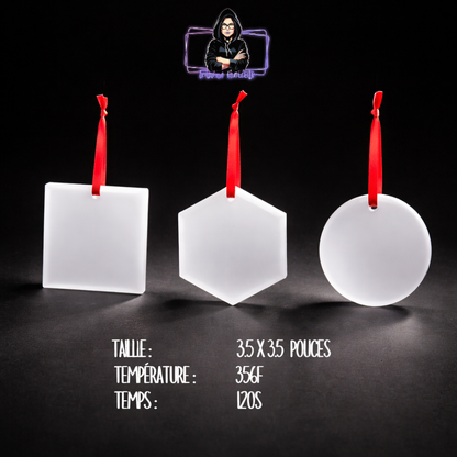 Ornement en verre givré 3.5pouces