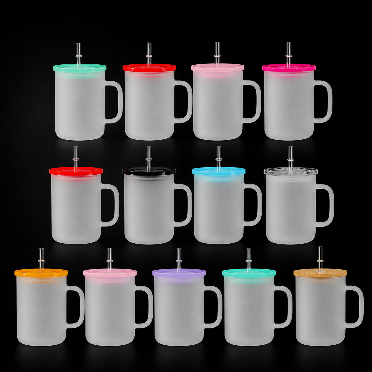 Tasse en Verre Givré 17oz avec Couvercle - Sublimation et UV